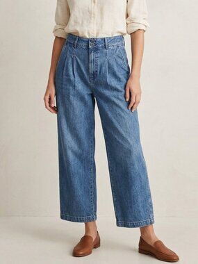 Madewell Pleated Wide-Leg Denim Trousers High Rise Size 4